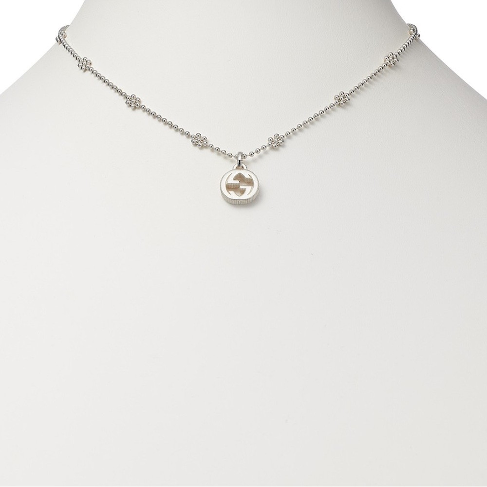 Gucci Sterling Silver Interlocking G Cluster Chain Necklace - Picture 3 of 7